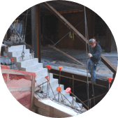 Steel Bars Holding Together Concrete Stairs Inside Building Under Construction