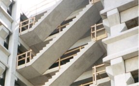 Three Sets Of Precast Concrete Stairs In Building Under Construction
