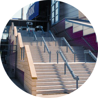 Precast Concrete Steps In Front Of Sports Stadium Entrance